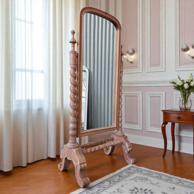 VALENTINA MAHOGANY WOOD CHEVAL MIRROR ☆ NATURAL WASH
