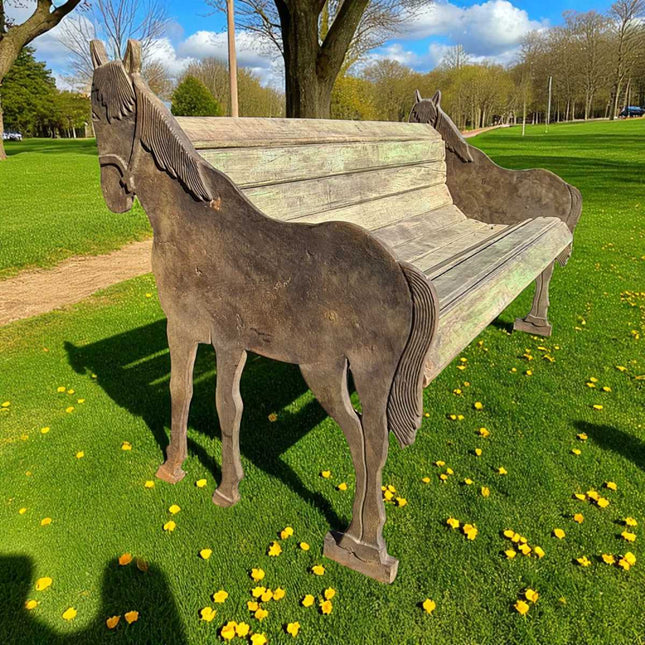 Cast Iron Horse Garden Bench seat