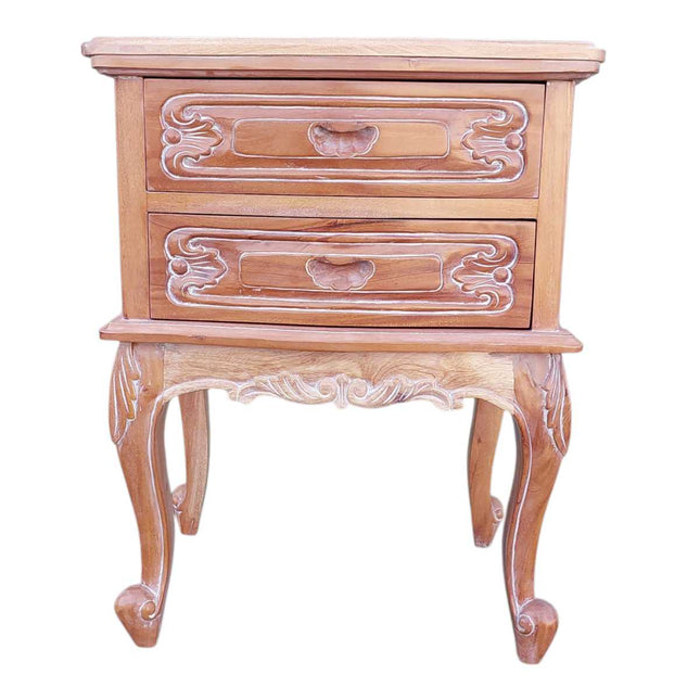 Lucien French Nightstand ☆ Natural White- wash