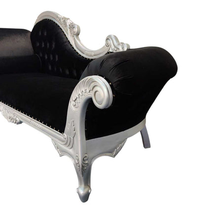 Vienna French Chaise ☆ Silver & Black