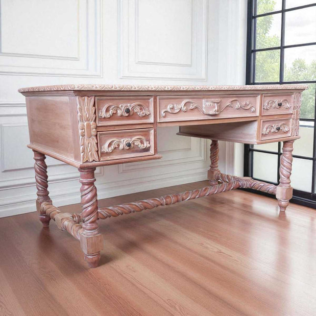 LOUIS MASION MAHOGANY WOOD DESK ☆ NATURAL WASH