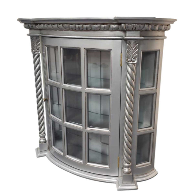 Frances Louis Mahogany Wood Wall Cabinet ☆ Silver