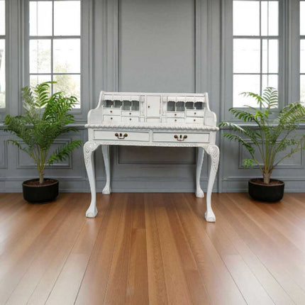 Chippendale Mahogany Wood Escritoire ☆ White