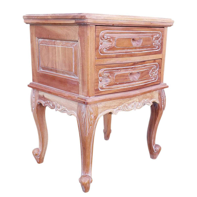 Lucien French Nightstand ☆ Natural White- wash