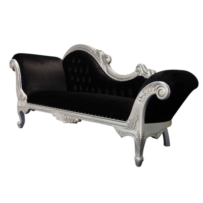 Vienna French Chaise ☆ Silver & Black