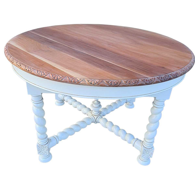 Orleans Round Dining Table ☆ White & Natural