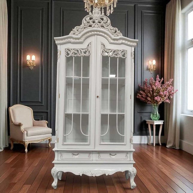 STRASBOURG FRENCH CABINET ☆WHITE ANTIQUE