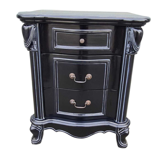 DIEU MAHOGANY WOOD NIGHTSTAND ☆ BLACK ANTIQUE