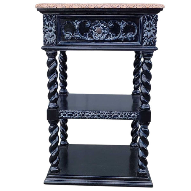 Torus Mahogany Nightstand ☆ Black & Natural