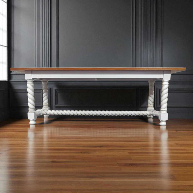 JENKINSON MAHOGANY WOOD DINING TABLE ☆ WHITE & NATURAL