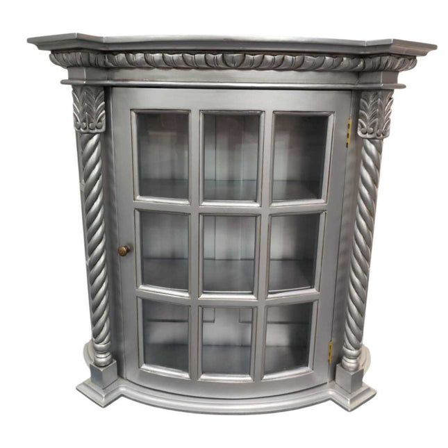 Frances Louis Mahogany Wood Wall Cabinet ☆ Silver