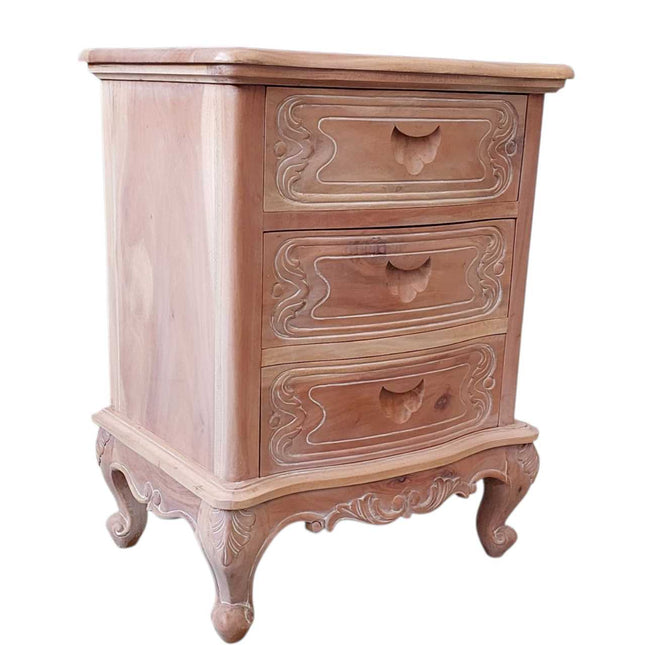 Dominique Mahogany Wood Nightstand ☆Natural - wash