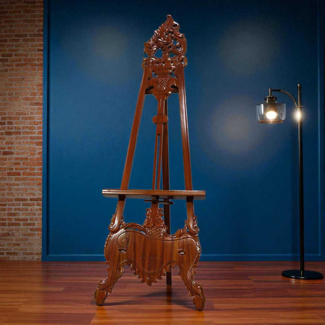 Larsa Mahogany Carved French Easel ☆ Walnut
