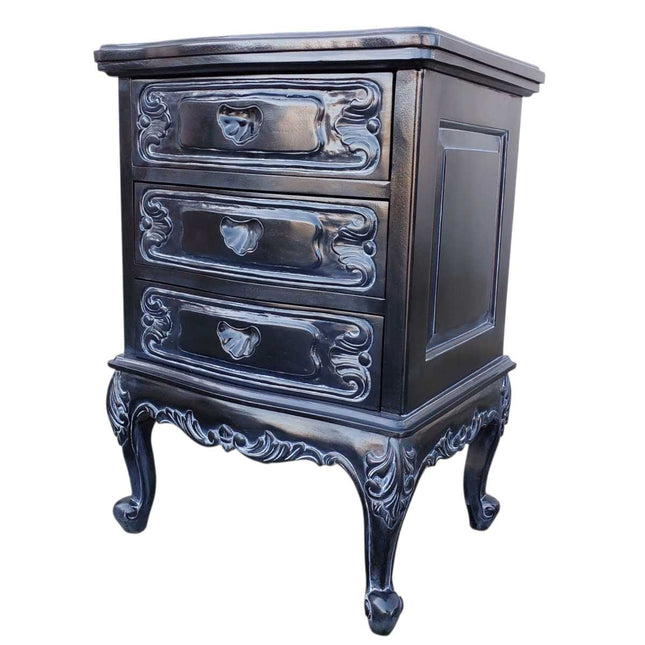 DOMINIQUE MAHOGANY WOOD NIGHTSTAND ☆ BLACK