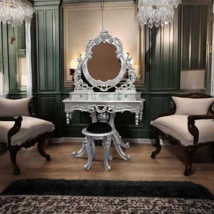 Ballantyne Dressing Table & Stool ☆ Silver