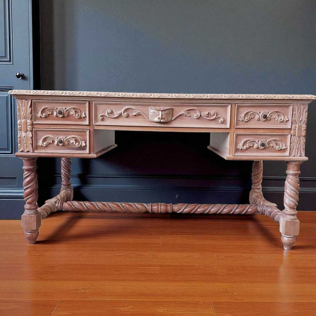 LOUIS MASION MAHOGANY WOOD DESK ☆ NATURAL WASH