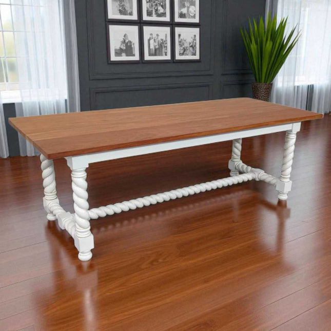 JENKINSON MAHOGANY WOOD DINING TABLE ☆ WHITE & NATURAL
