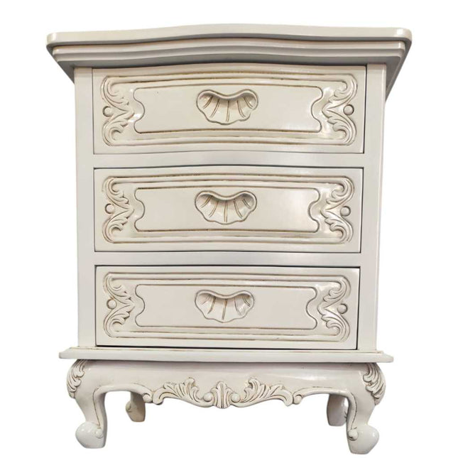 Dominique Mahogany wood Nightstand ☆White Antique
