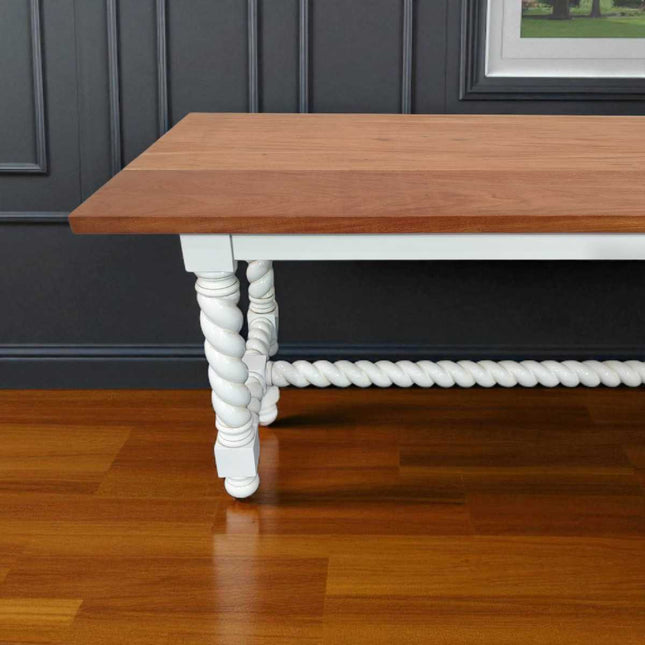 JENKINSON MAHOGANY WOOD DINING TABLE ☆ WHITE & NATURAL