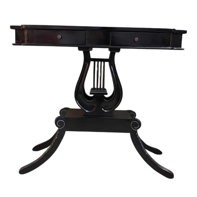 Lyre Mahogany wood Console Table ☆ White Antique