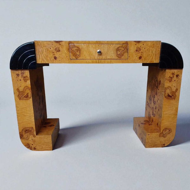 SARZANA ART DECO BURL CONSOLE TABLE