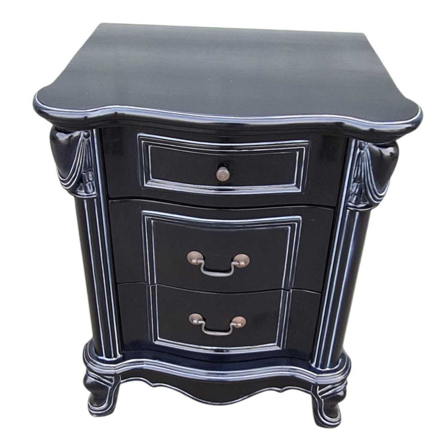 DIEU MAHOGANY WOOD NIGHTSTAND ☆ BLACK ANTIQUE