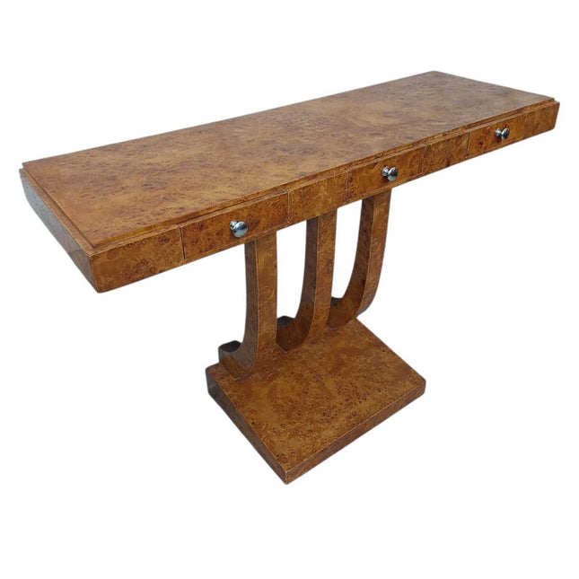 DORSELA ART DECO BURL CONSOLE TABLE