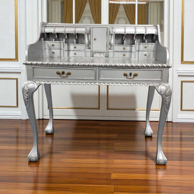 Chippendale Mahogany Escritoire ☆ Silver