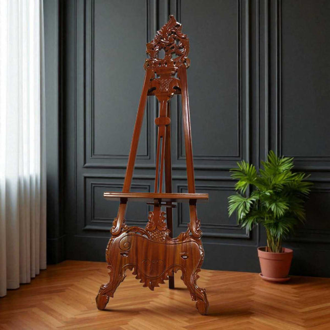 Larsa Mahogany Carved French Easel ☆ Walnut