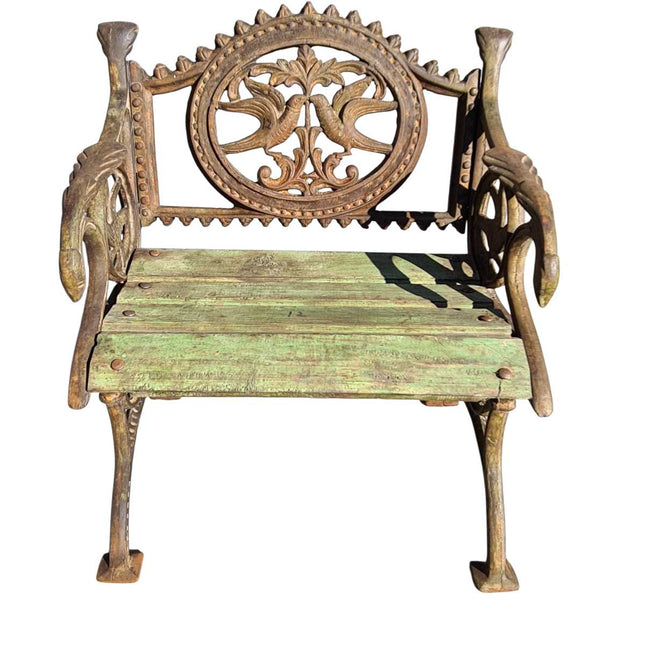 Cast Iron Love Birds Single Garden Bench