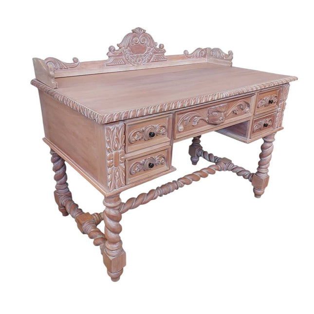 Bernard Mahogany Wood French Desk ☆ Natural White-Wash