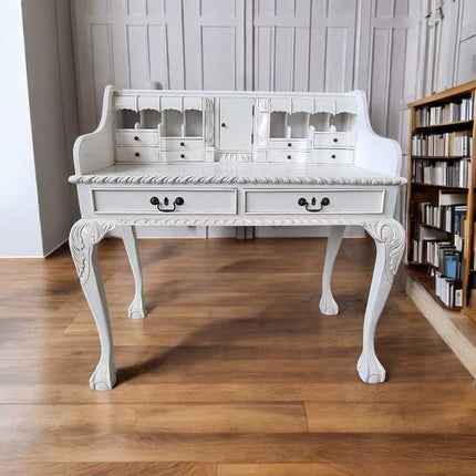 Chippendale Mahogany Wood Escritoire ☆ White