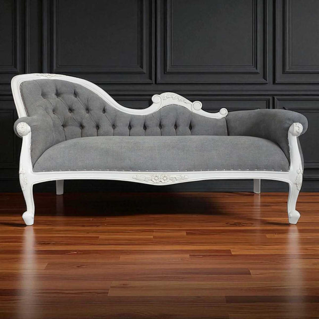 Estelle French Chaise ☆White & Grey