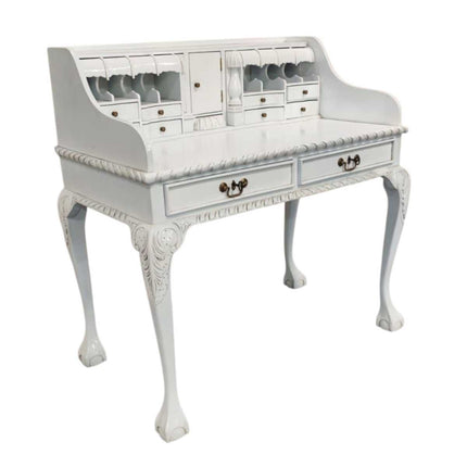 Chippendale Mahogany Wood Escritoire ☆ White