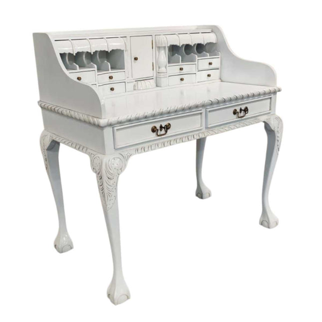 Chippendale Mahogany Wood Escritoire ☆ White