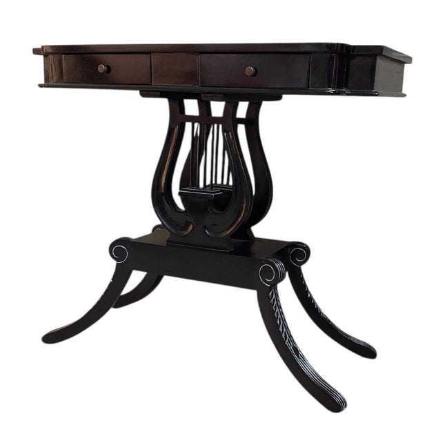 Lyre Mahogany wood Console Table ☆ White Antique