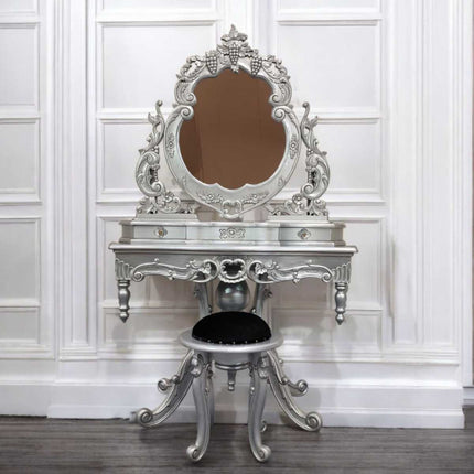 Ballantyne Dressing Table & Stool ☆ Silver