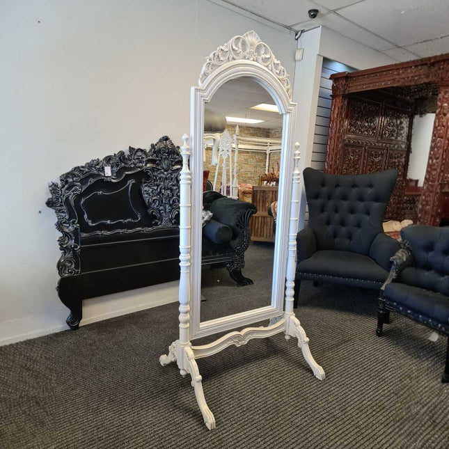 Hermer French Cheval Mirror ☆ white Antique