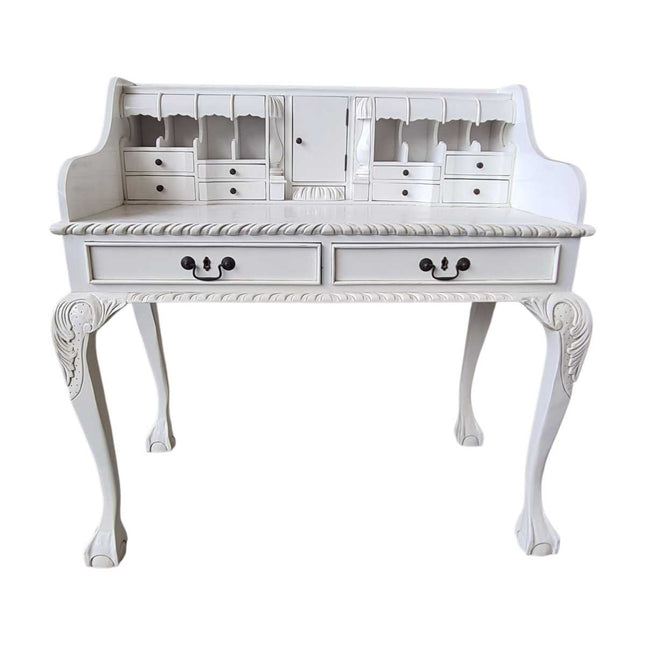 Chippendale Mahogany Wood Escritoire ☆ White