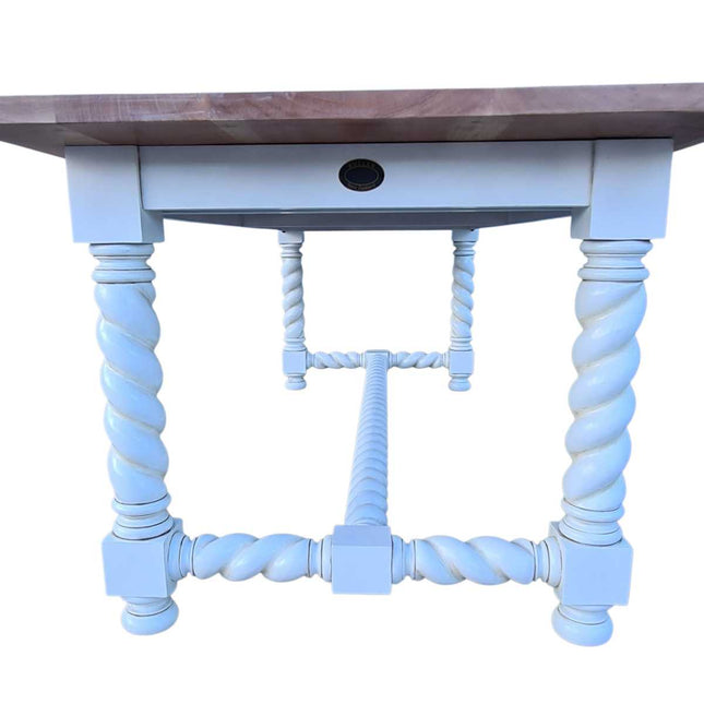 JENKINSON MAHOGANY WOOD DINING TABLE ☆ WHITE & NATURAL