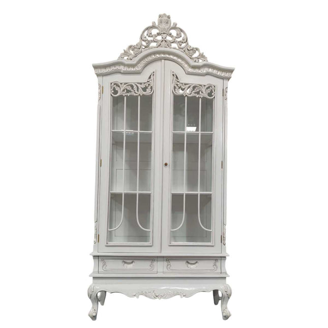 STRASBOURG FRENCH CABINET ☆WHITE ANTIQUE