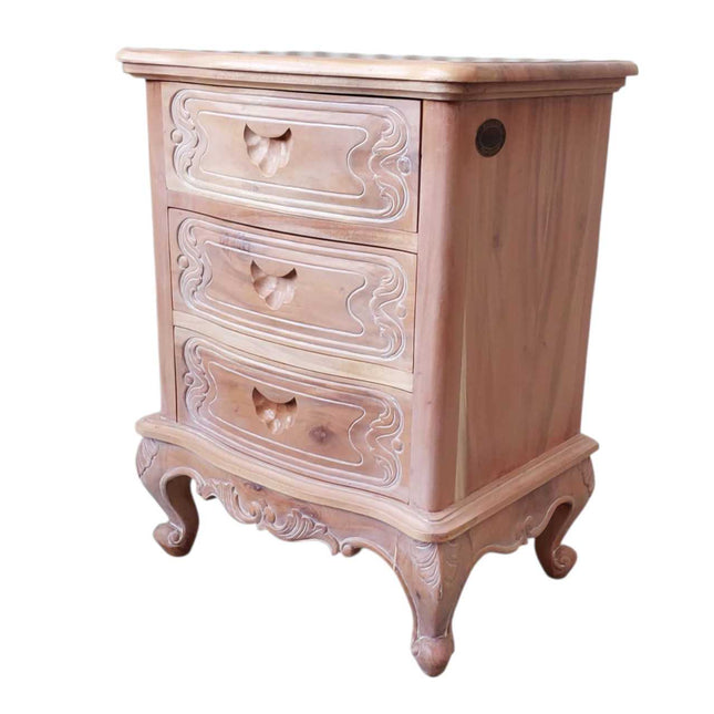 Dominique Mahogany Wood Nightstand ☆Natural - wash