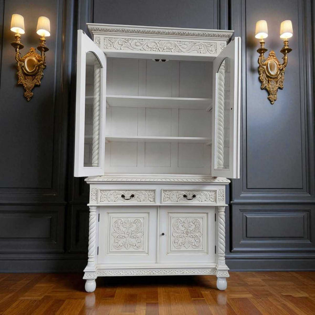 NAXOS FRENCH CABINET & SIDEBOARD ☆ WHITE ANTIQUE
