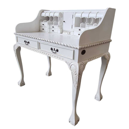 Chippendale Mahogany Wood Escritoire ☆ White