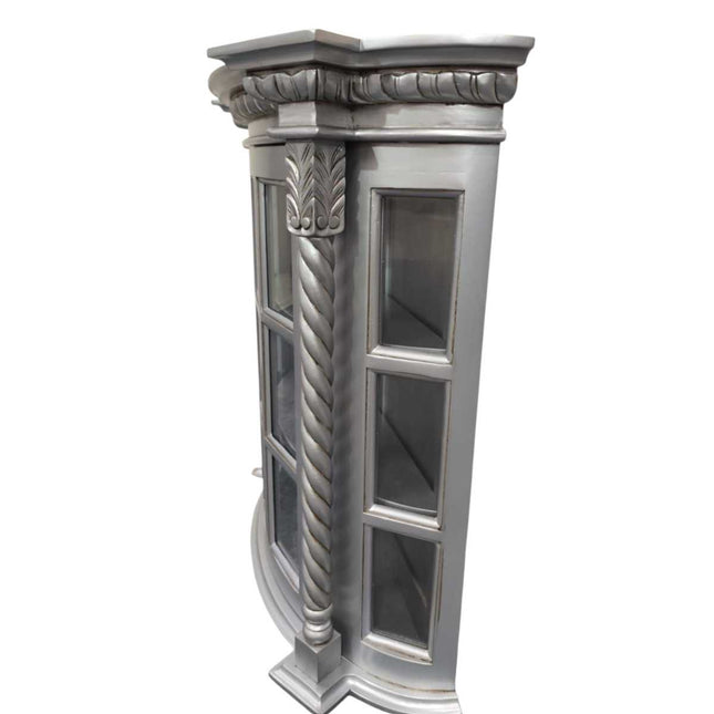 Frances Louis Mahogany Wood Wall Cabinet ☆ Silver