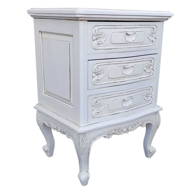 Dominique Mahogany wood Nightstand ☆White Antique