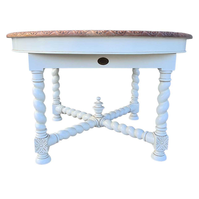 Orleans Round Dining Table ☆ White & Natural