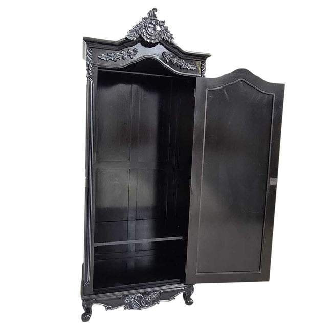VENICE MAHOGANY WOOD ARMOIRE ☆ BLACK