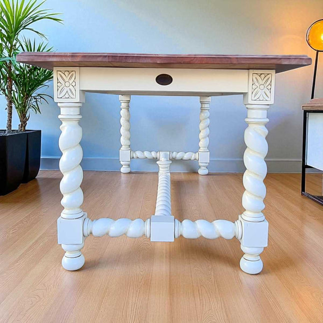 JENKINSON MAHOGANY WOOD DINING TABLE ☆ WHITE & NATURAL