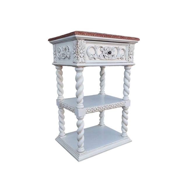 TORUS FRENCH NIGHTSTAND ☆ WHITE & NATURAL